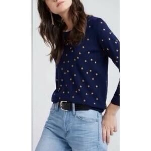 J. Crew Tippi Merino Wool Embroidered Classic Sweater Preppy Heritage Size XS